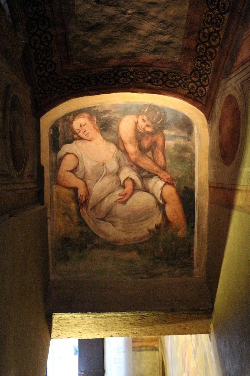 Il Romanino-67-Ninfa addormentata e satiro-Castello di Belgioioso
